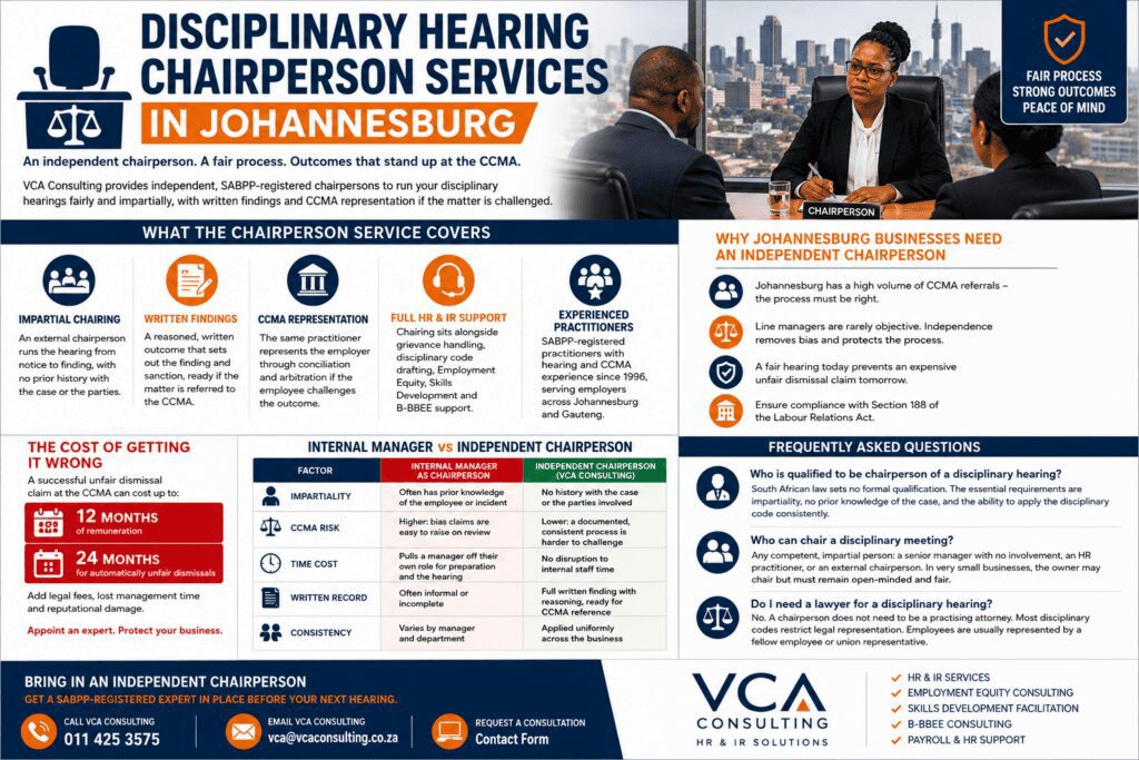 Disciplinary Hearing Chairperson Services in Johannesburg
